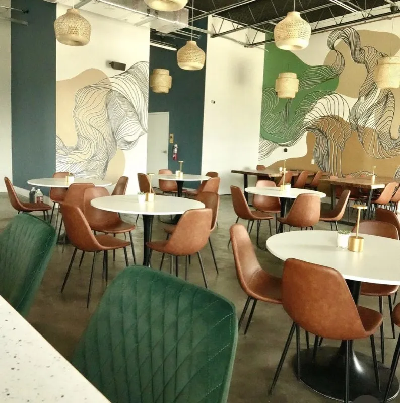 Completed restaurant interior featured by Kohn Construction
